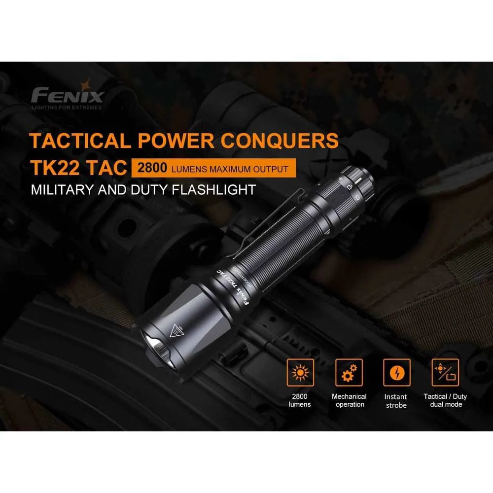 Fenix Tk22 Tac Tactic Taschenlampe, Black, 2800 Lumina Fenix Tk22 Tac Tactic Taschenlampe, Black, 2800 Lumina
