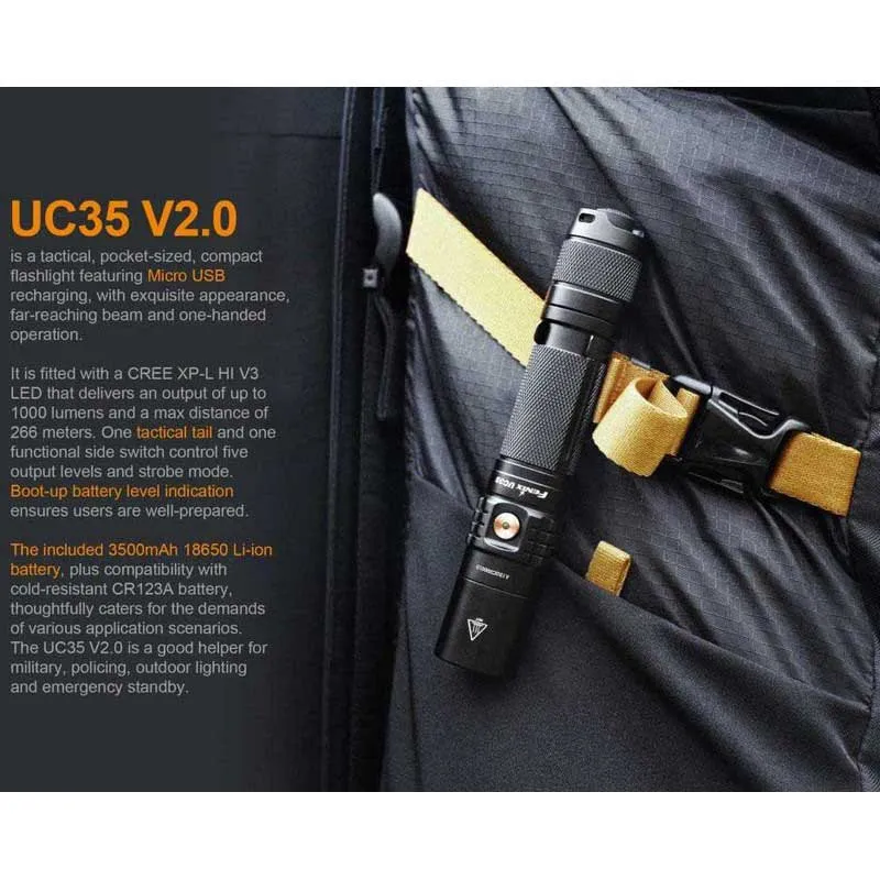 Fenix Uc35 V2.0 Taschenlampe, Black, 1000 Lumina Fenix Uc35 V2.0 Taschenlampe, Black, 1000 Lumina