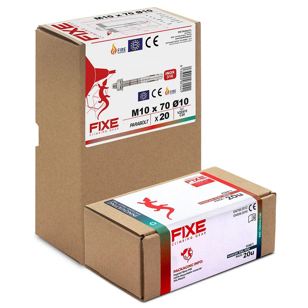 Fixe Climbing Gear 1 316l M10 Pack+parabolt 316l M10x70 Mm Bohrhakenlasche 20 Einheiten, Silver, One Size Fixe Climbing Gear 1 316l M10 Pack+parabolt 316l M10x70 Mm Bohrhakenlasche 20 Einheiten, Silver, One Size