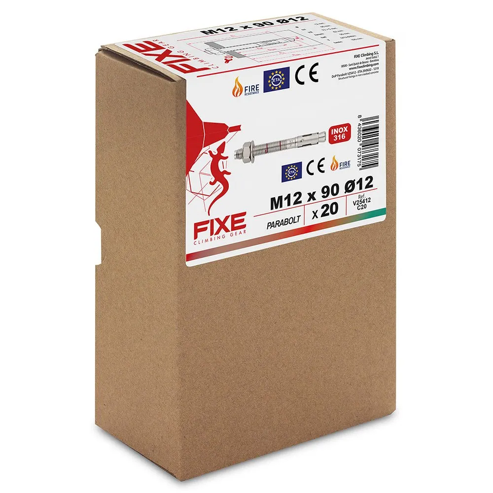 Fixe Climbing Gear Parabolt M12x90mm Packung 316l 20 Einheiten, Steel, One Size