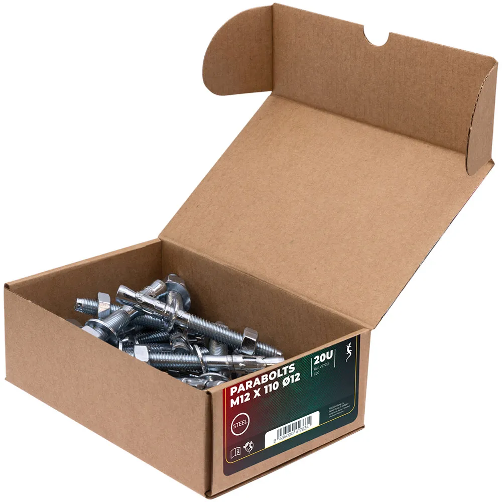 Fixe Climbing Gear V27212-k20 M12 Expansion Bolt+fixe 1 M12 Bohrhakenlasche 20 Einheiten, Ecotri, 110mm