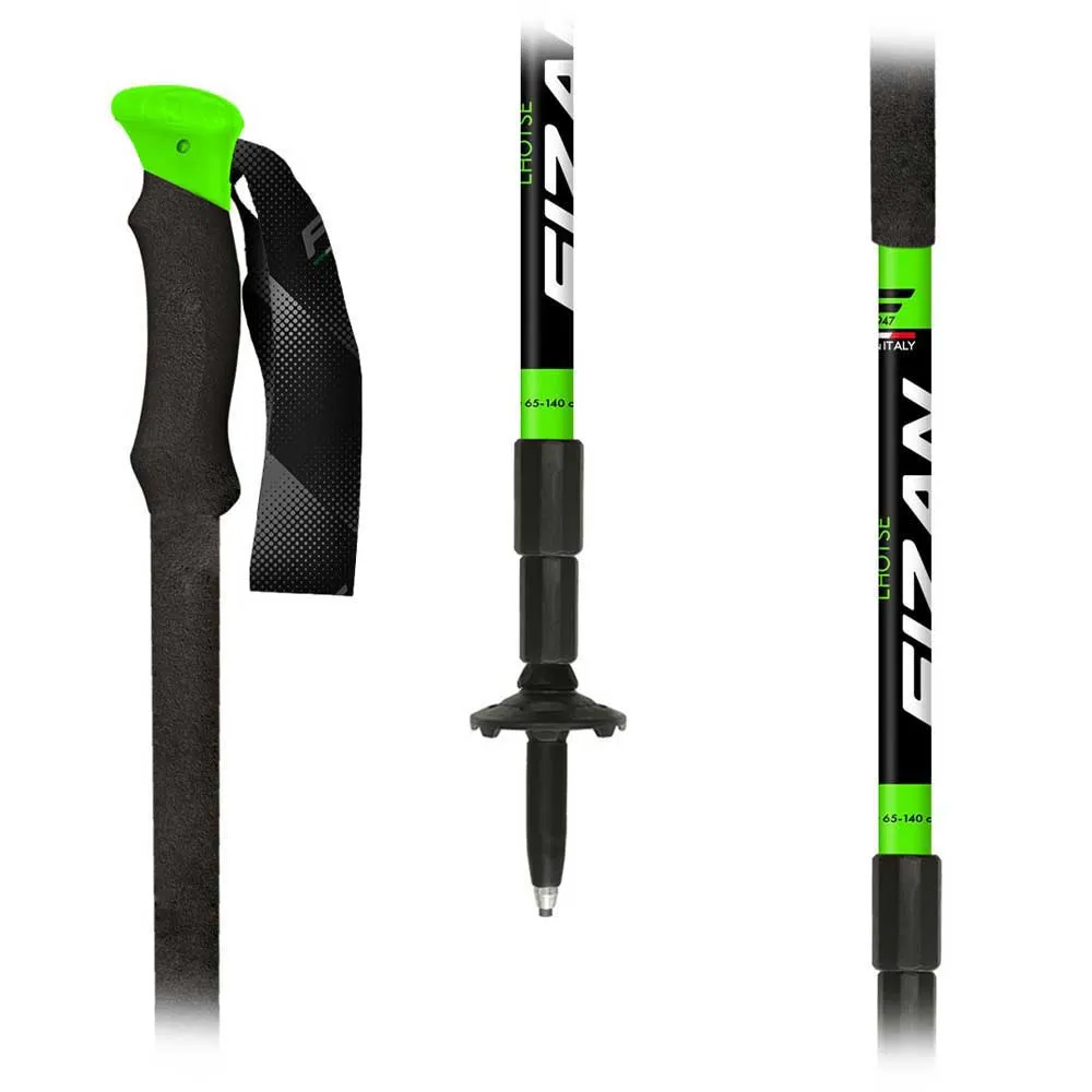 Fizan Lhotse Stöcke, Black / green, 65-140cm Fizan Lhotse Stöcke, Black / green, 65-140cm