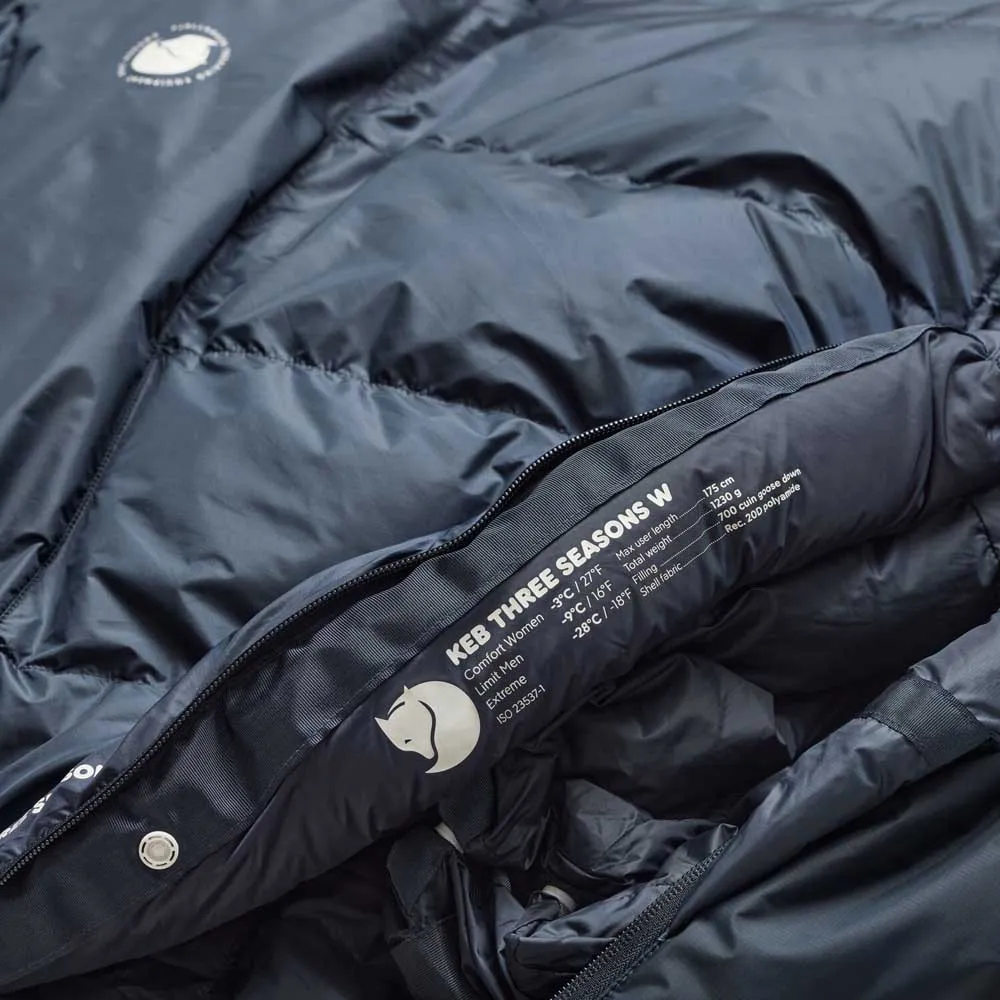 Fjällräven Keb Three Seasons Schlafsack Für Frauen, Navy, Left Zipper Fjällräven Keb Three Seasons Schlafsack Für Frauen, Navy, Left Zipper