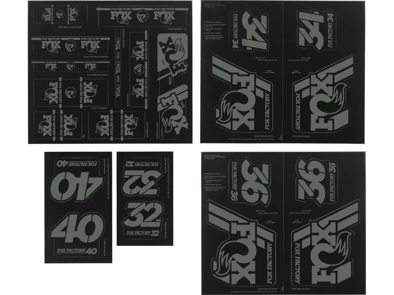 FOX Factory Heritage Fork and Shock Decal Kit Aufklebersatz bis Modell 2020