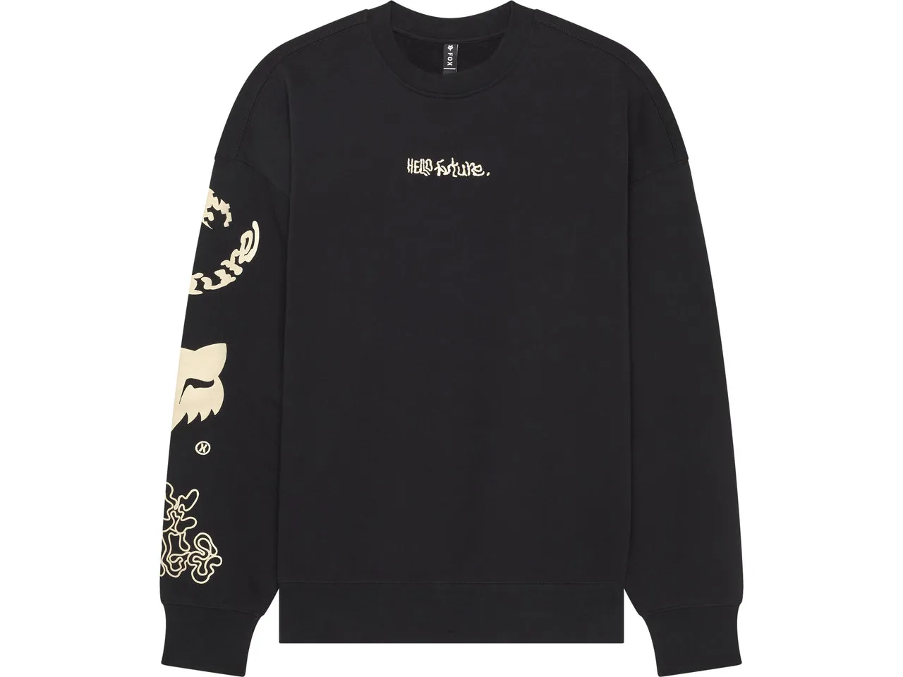 FOX Hello Future Oversized Fleece Crew Pullover, Schwarz FOX Hello Future Oversized Fleece Crew Pullover, Schwarz