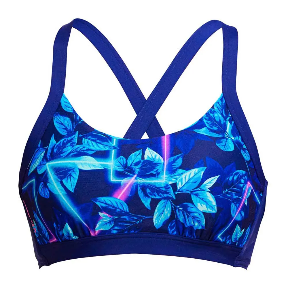 Funkita Hold Steady Crop Leaf Laser Bikinioberteil, Floral blue / pink, AUS 8 Funkita Hold Steady Crop Leaf Laser Bikinioberteil, Floral blue / pink, AUS 8