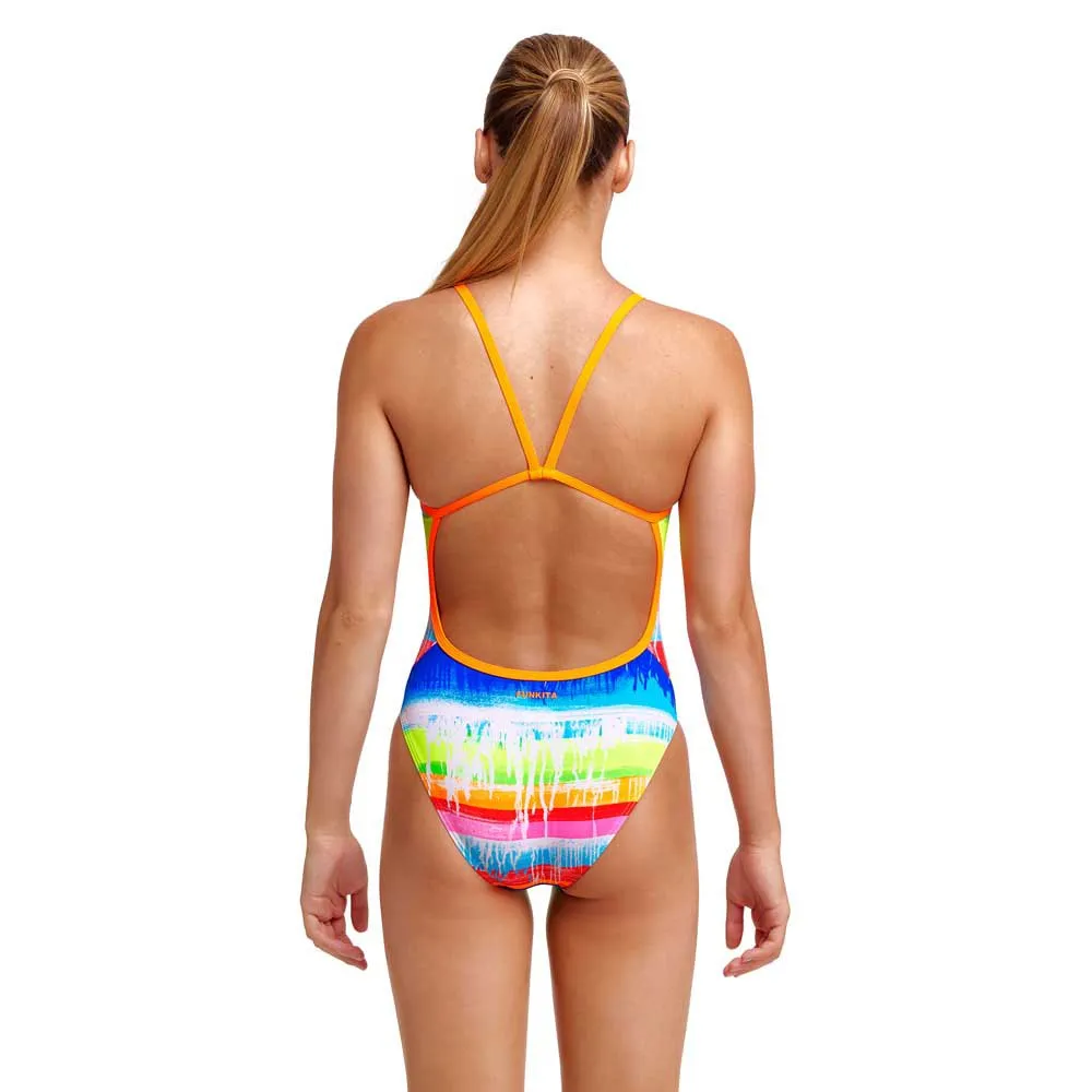 Funkita Single Strap Dye Hard Badeanzug female, Stripes multi / white, 10Y Funkita Single Strap Dye Hard Badeanzug female, Stripes multi / white, 10Y