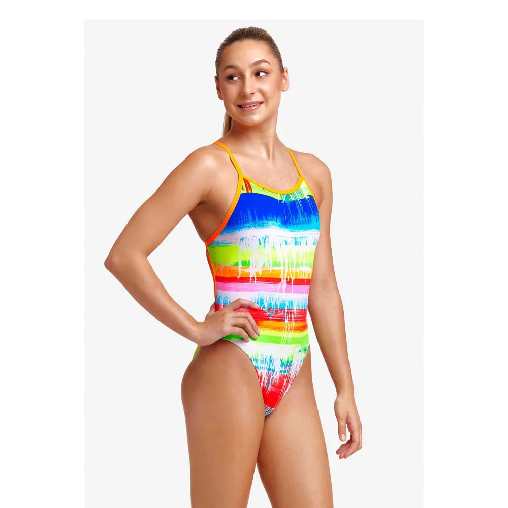 Funkita Single Strap Dye Hard Badeanzug female, Stripes multi / white, 10Y Funkita Single Strap Dye Hard Badeanzug female, Stripes multi / white, 10Y