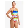 Funkita Single Strap Dye Hard Badeanzug female, Stripes multi / white, 10Y