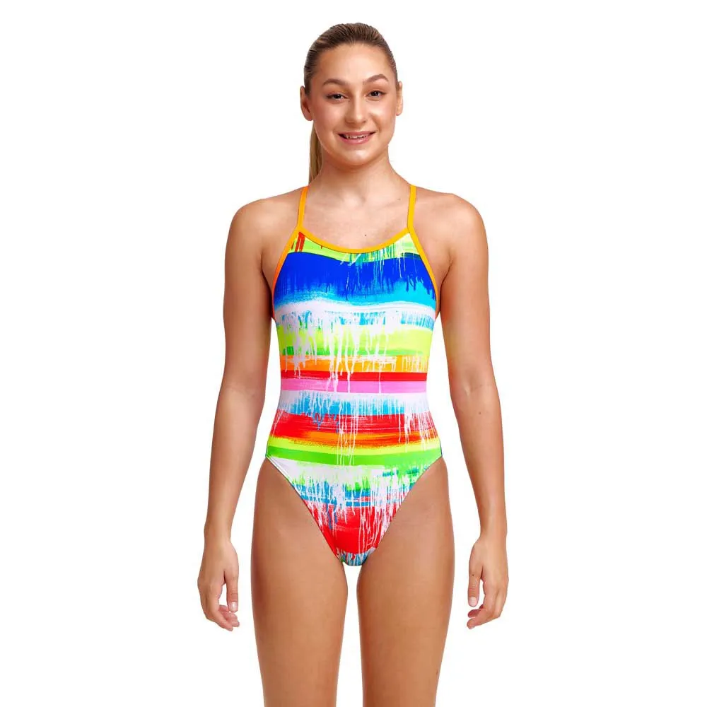 Funkita Single Strap Dye Hard Badeanzug female, Stripes multi / white, 10Y Funkita Single Strap Dye Hard Badeanzug female, Stripes multi / white, 10Y