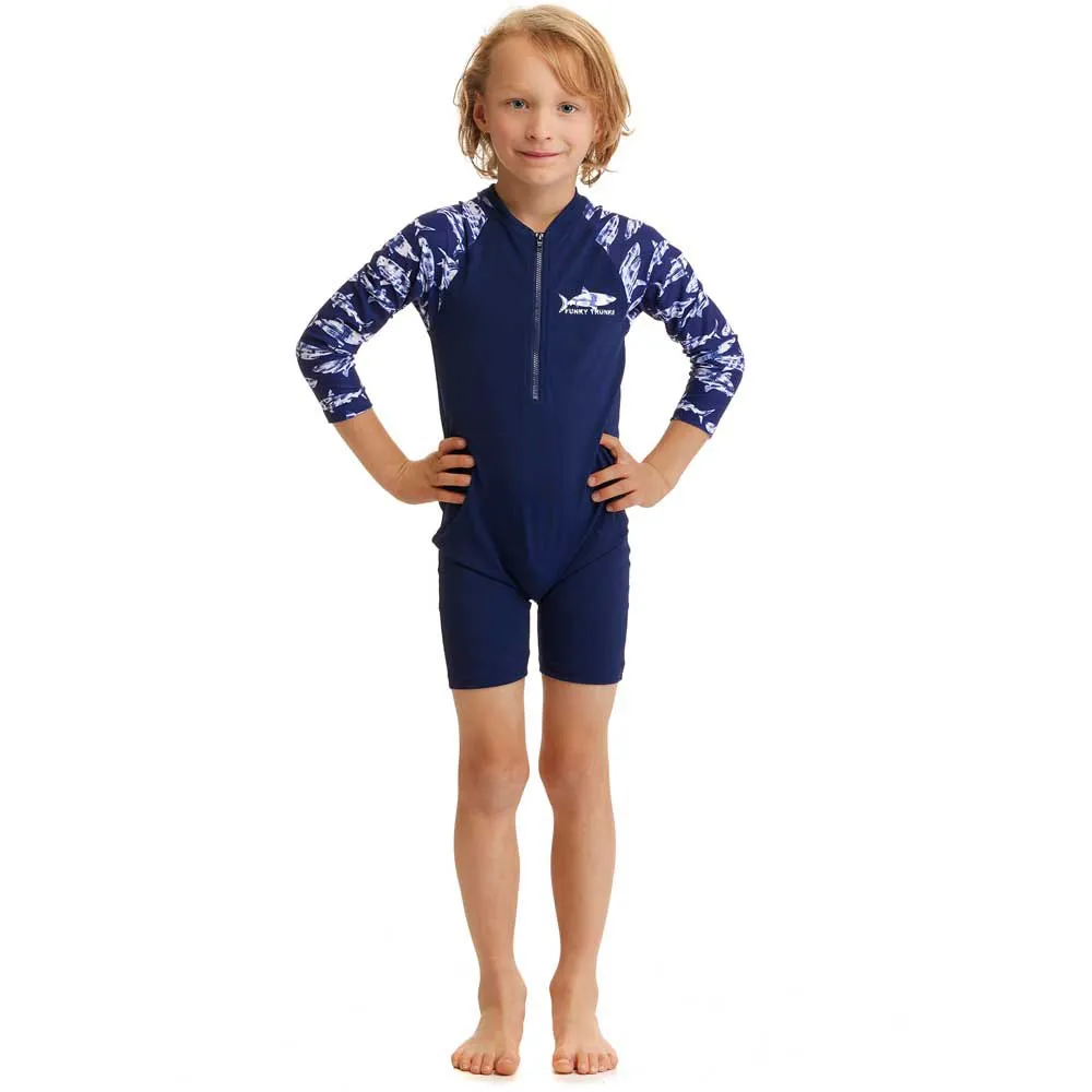 Funky Trunks Go Rompa Chompa Uv-schutz Overall Mit Langen Ärmeln Für Kinder, Navy / white, 4Y Funky Trunks Go Rompa Chompa Uv-schutz Overall Mit Langen Ärmeln Für Kinder, Navy / white, 4Y