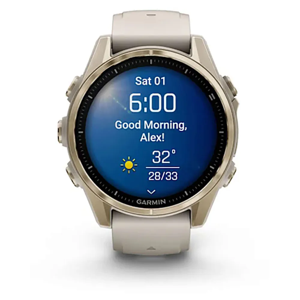 Garmin Fenix 8 43 Mm Amoled Sapphire Uhr Refurbished, Fog gray / soft gold stainless steel