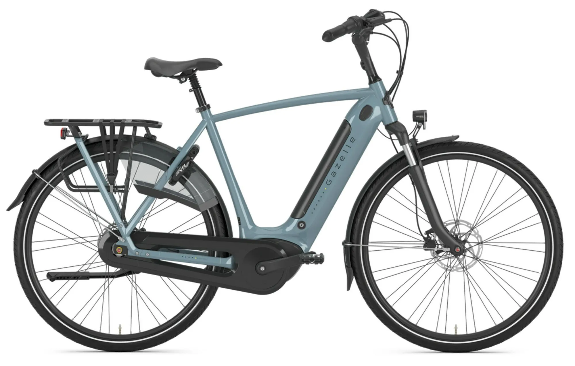 Gazelle Grenoble C7+ HMB thunder grey gloss 28" 500 Wh Diamant, Hellblau, 61cm
