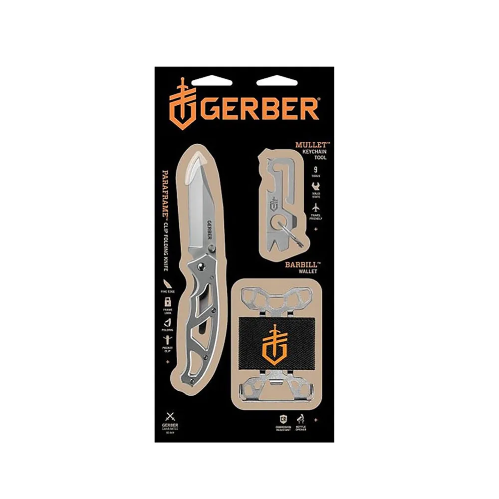 Gerber Paraframe I + Mullet + Barbill Messer, Metal, One Size