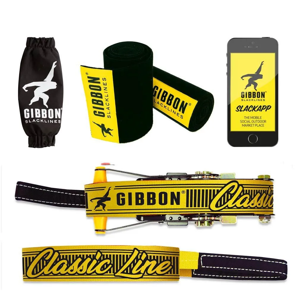 GIBBON Slacklines Classic Line Treewear Slackline, Yellow, One Size GIBBON Slacklines Classic Line Treewear Slackline, Yellow, One Size