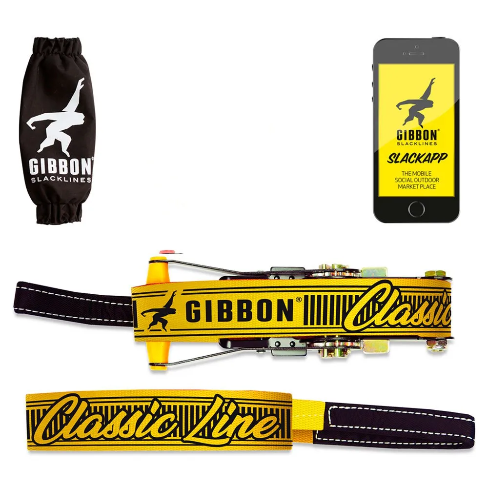 GIBBON Slacklines Classic Line X13 Xl Slackline, Yellow, 25m GIBBON Slacklines Classic Line X13 Xl Slackline, Yellow, 25m