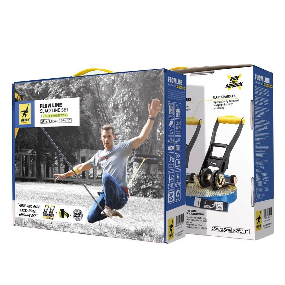 GIBBON Slacklines Flow Line Treewear Slackline, Blue, 25m