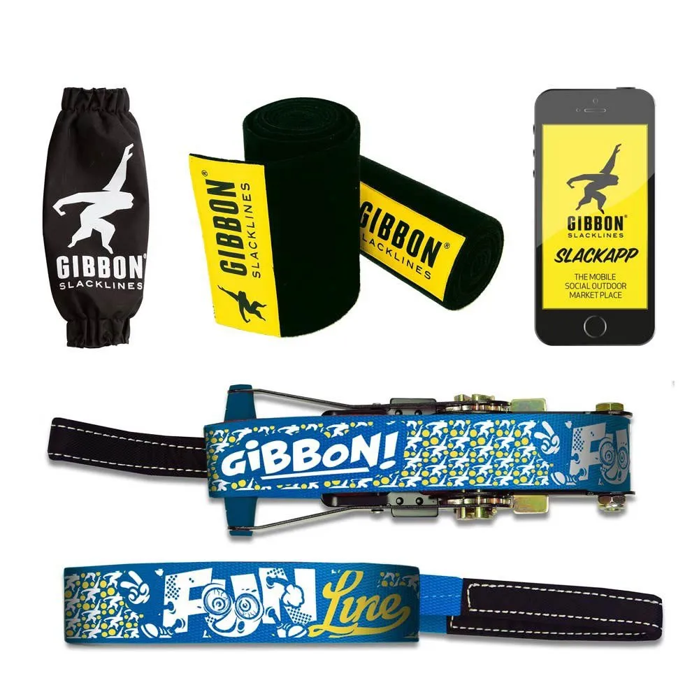 GIBBON Slacklines Fun Line Treewear Slackline, Blue, One Size GIBBON Slacklines Fun Line Treewear Slackline, Blue, One Size