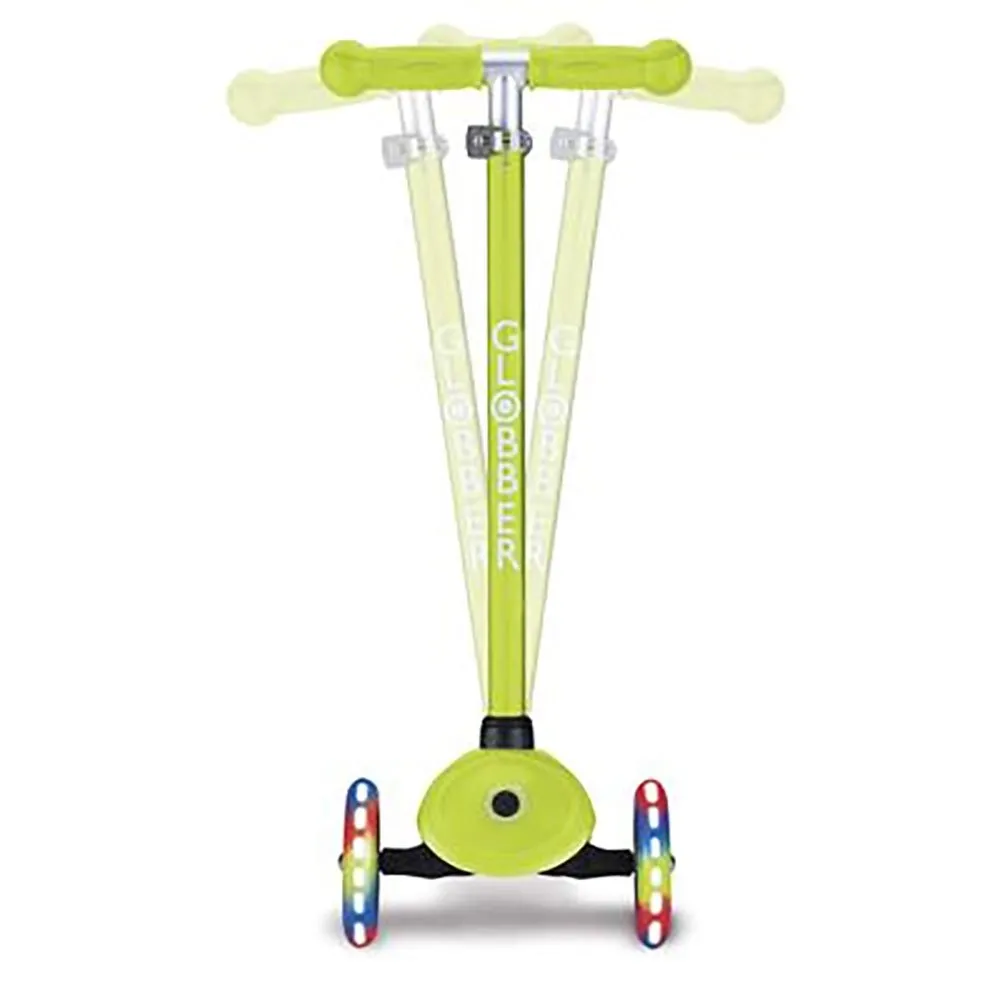 Globber Primo Lights Tretroller, Lime green, One Size Globber Primo Lights Tretroller, Lime green, One Size