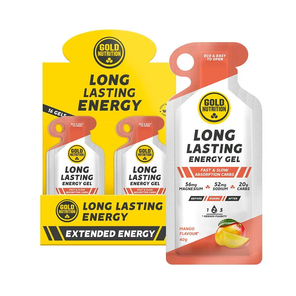 Gold Nutrition Long Lasting Schachtel Mit Energiegelen Mango 40g 16 Einheiten, White / orange, One Size Gold Nutrition Long Lasting Schachtel Mit Energiegelen Mango 40g 16 Einheiten, White / orange, One Size