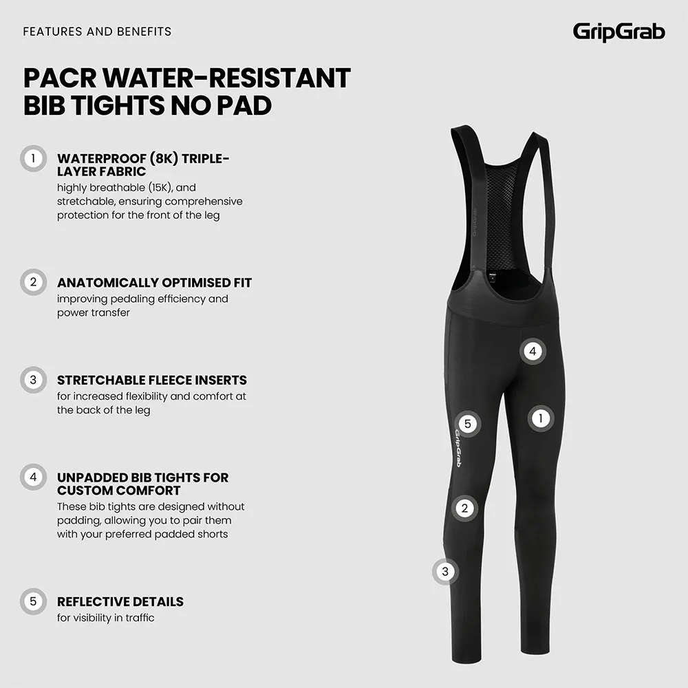 GripGrab PACR Water-Resistant Bib Tights Trägerhose ohne Sitzpolster, Black GripGrab PACR Water-Resistant Bib Tights Trägerhose ohne Sitzpolster, Black
