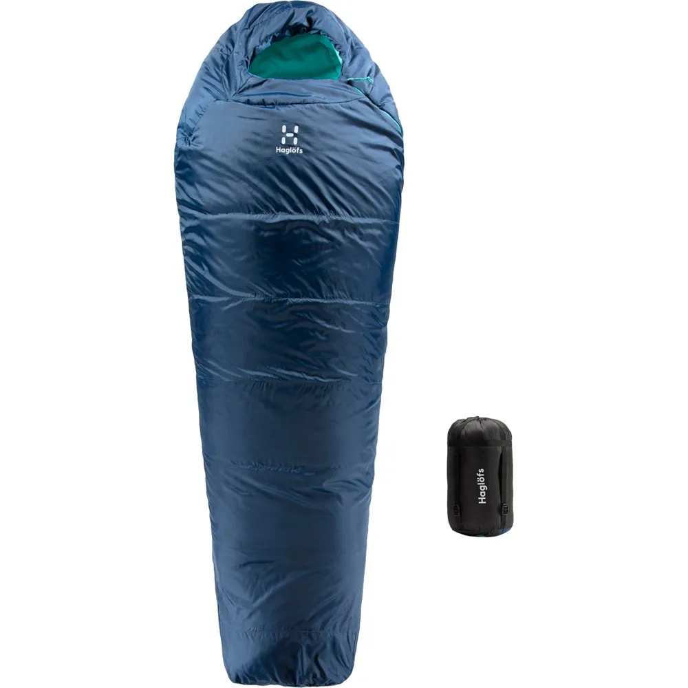 Haglöfs Musca -1ºc Schlafsack, Midnight blue / mint, Left Zipper Haglöfs Musca -1ºc Schlafsack, Midnight blue / mint, Left Zipper