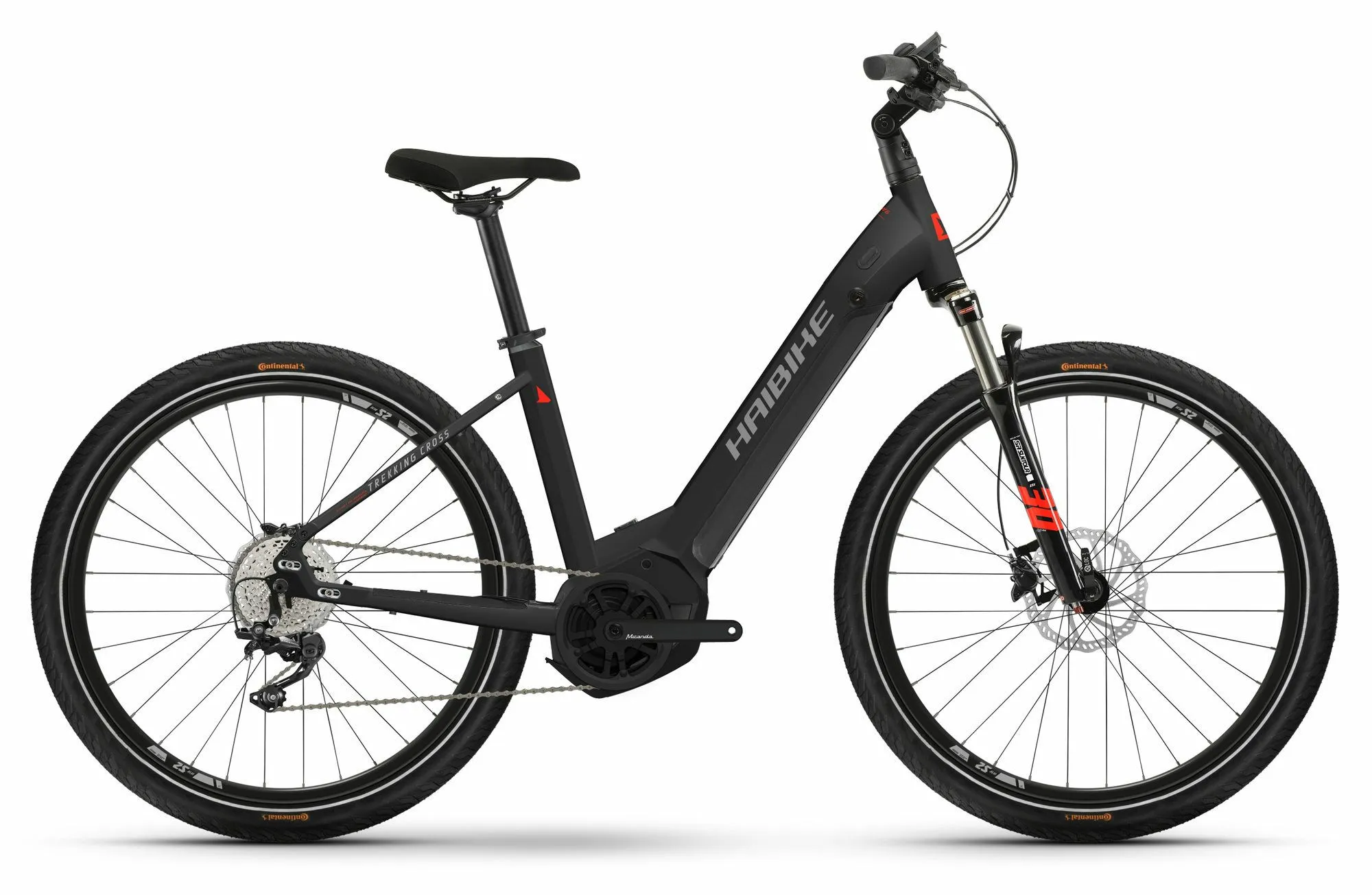 HAIBIKE Trekking 6 Cross matte black red reflex 27,5" 630 Wh Wave, Hersteller-matte black red reflex, 50cm