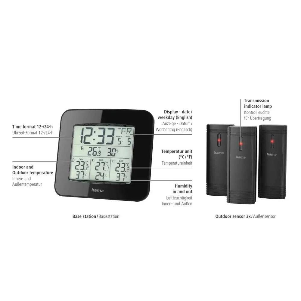 Hama Ews-trio Wetterstation, Black, One Size Hama Ews-trio Wetterstation, Black, One Size