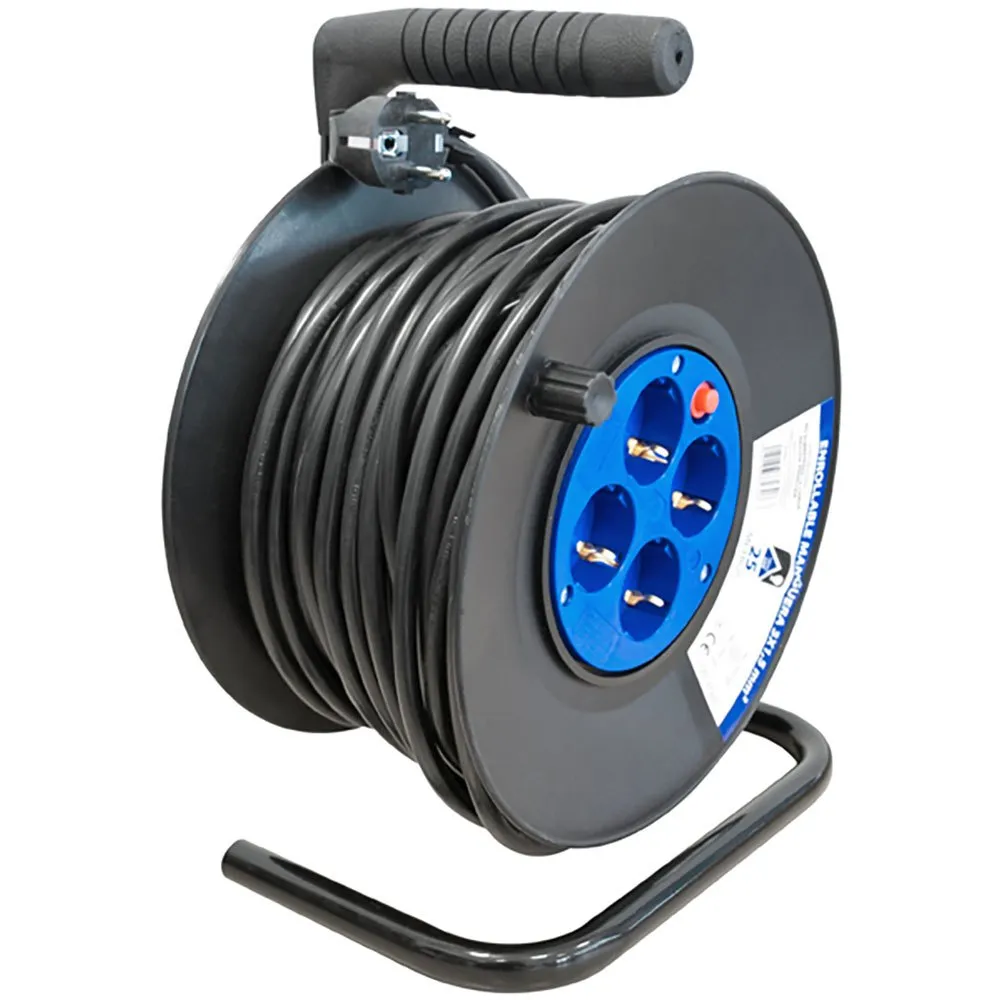 Hepoluz H05vv-f 4 Outlets With Circuit Breaker 3x1.5 Mm 25m 25 M Kabeltrommel, Black / blue, One Size Hepoluz H05vv-f 4 Outlets With Circuit Breaker 3x1.5 Mm 25m 25 M Kabeltrommel, Black / blue, One Size