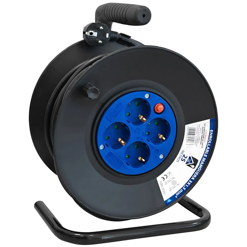 Hepoluz H05vv-f 4 Outlets With Circuit Breaker 3x1.5 Mm 25m 25 M Kabeltrommel, Black / blue, One Size Hepoluz H05vv-f 4 Outlets With Circuit Breaker 3x1.5 Mm 25m 25 M Kabeltrommel, Black / blue, One Size