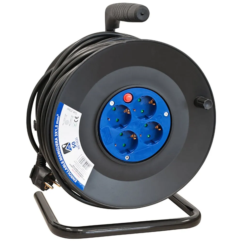 Hepoluz H05vv-f 4 Outlets With Circuit Breaker 50 M Kabeltrommel, Black / blue, One Size Hepoluz H05vv-f 4 Outlets With Circuit Breaker 50 M Kabeltrommel, Black / blue, One Size