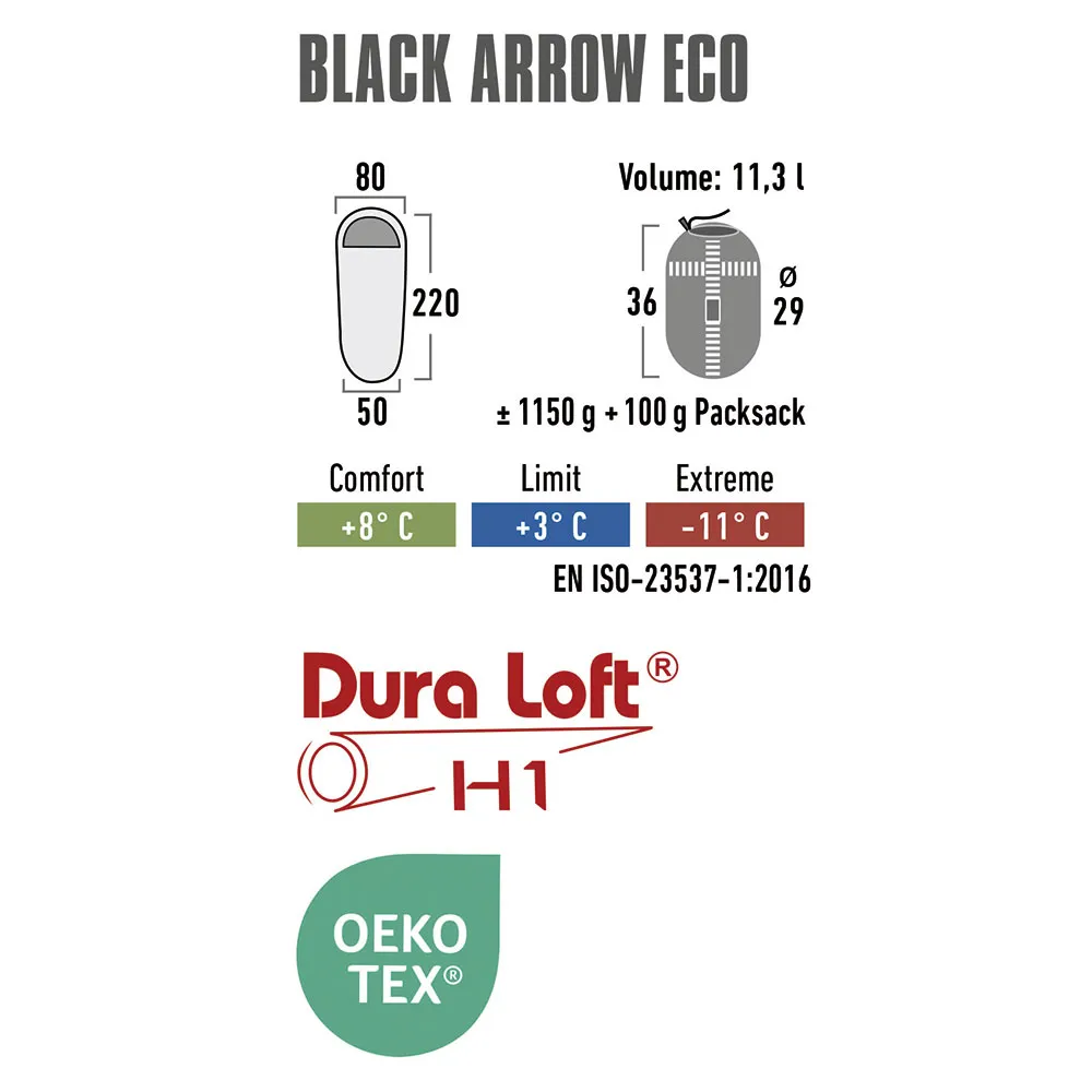 High Peak Black Arrow Eco Schlafsack, Green / red 2, Left High Peak Black Arrow Eco Schlafsack, Green / red 2, Left