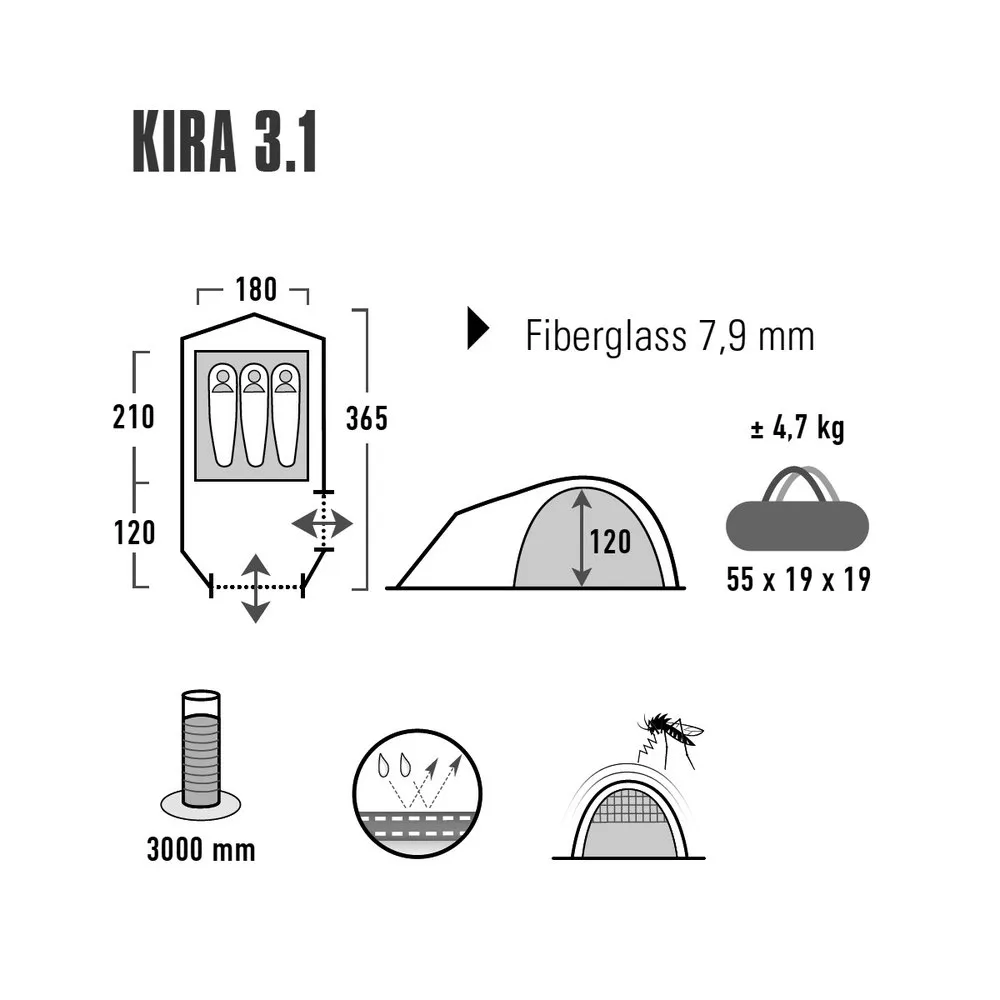 High Peak Kira 3.1 Zelt, Deep forest, 3PL High Peak Kira 3.1 Zelt, Deep forest, 3PL