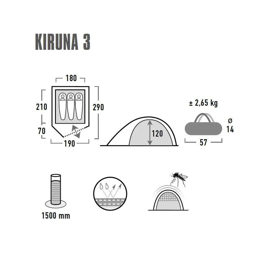 High Peak Kiruna 3 Zelt, Blue / grey, 3PL