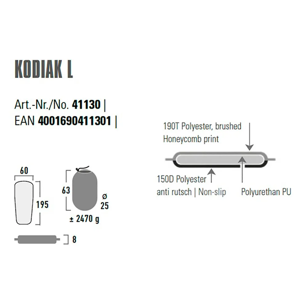High Peak Kodiak L Aufblasbare Matte, Black High Peak Kodiak L Aufblasbare Matte, Black