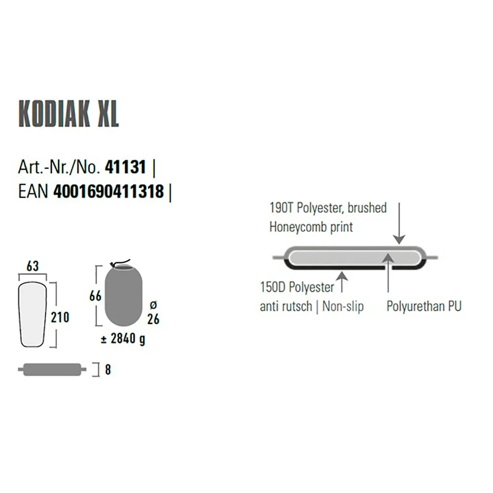 High Peak Kodiak Xl Aufblasbare Matte, Black High Peak Kodiak Xl Aufblasbare Matte, Black