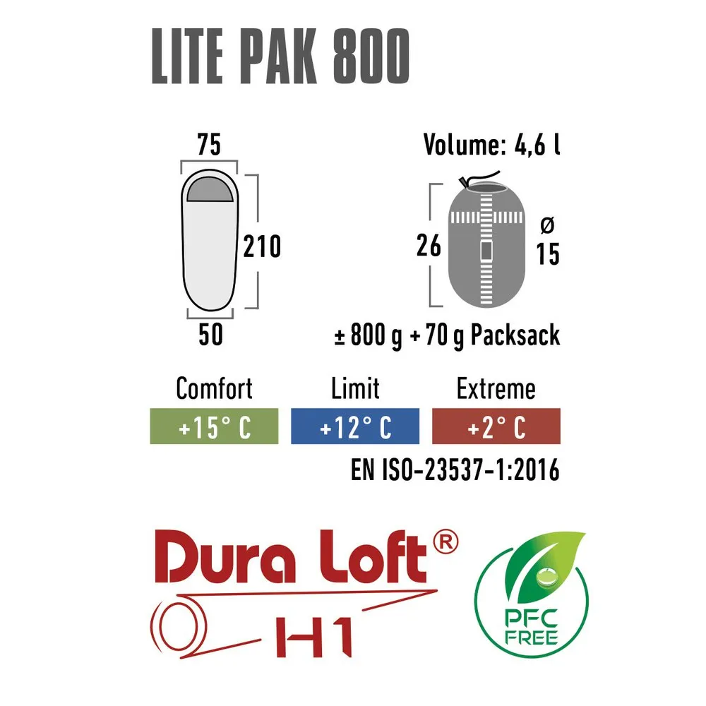 High Peak Lite Pak 800 Schlafsack, Green High Peak Lite Pak 800 Schlafsack, Green