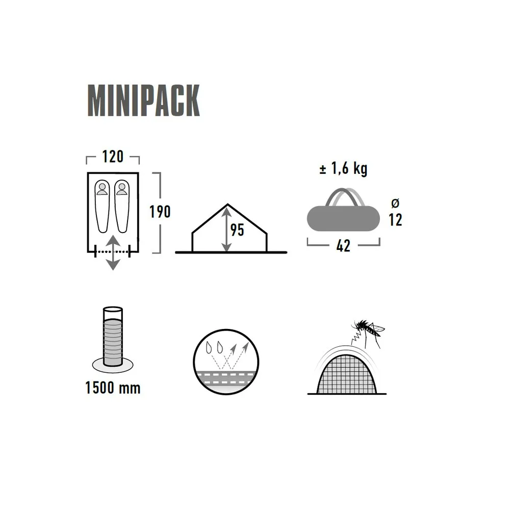 High Peak Minipack Zelt, Blue, 2PL High Peak Minipack Zelt, Blue, 2PL