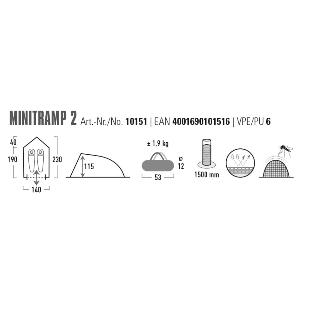 High Peak Minitramp 2 Zelt, Black, 2PL High Peak Minitramp 2 Zelt, Black, 2PL