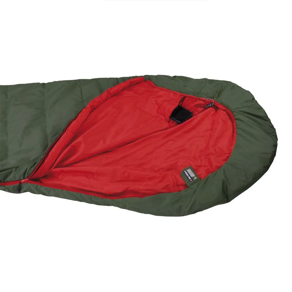 High Peak Pak 1000 Eco Schlafsack, Green / red, Left High Peak Pak 1000 Eco Schlafsack, Green / red, Left