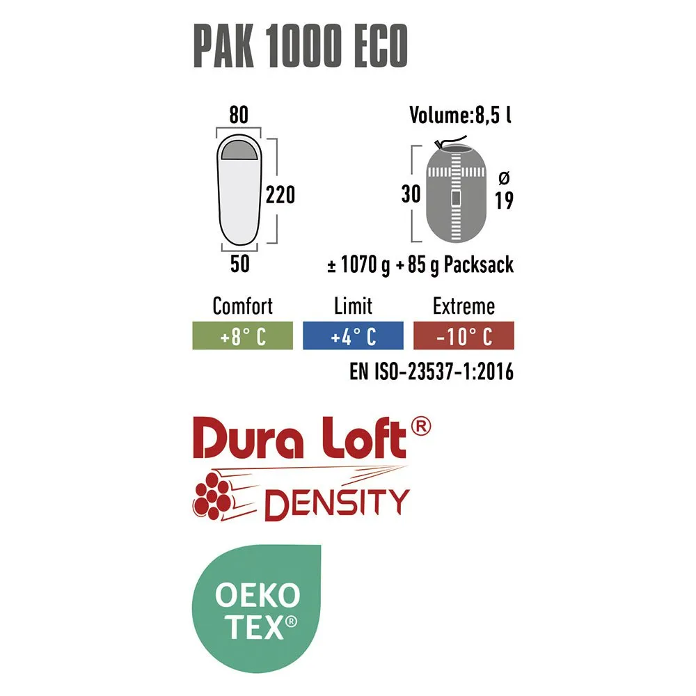 High Peak Pak 1000 Eco Schlafsack, Green / red, Left High Peak Pak 1000 Eco Schlafsack, Green / red, Left