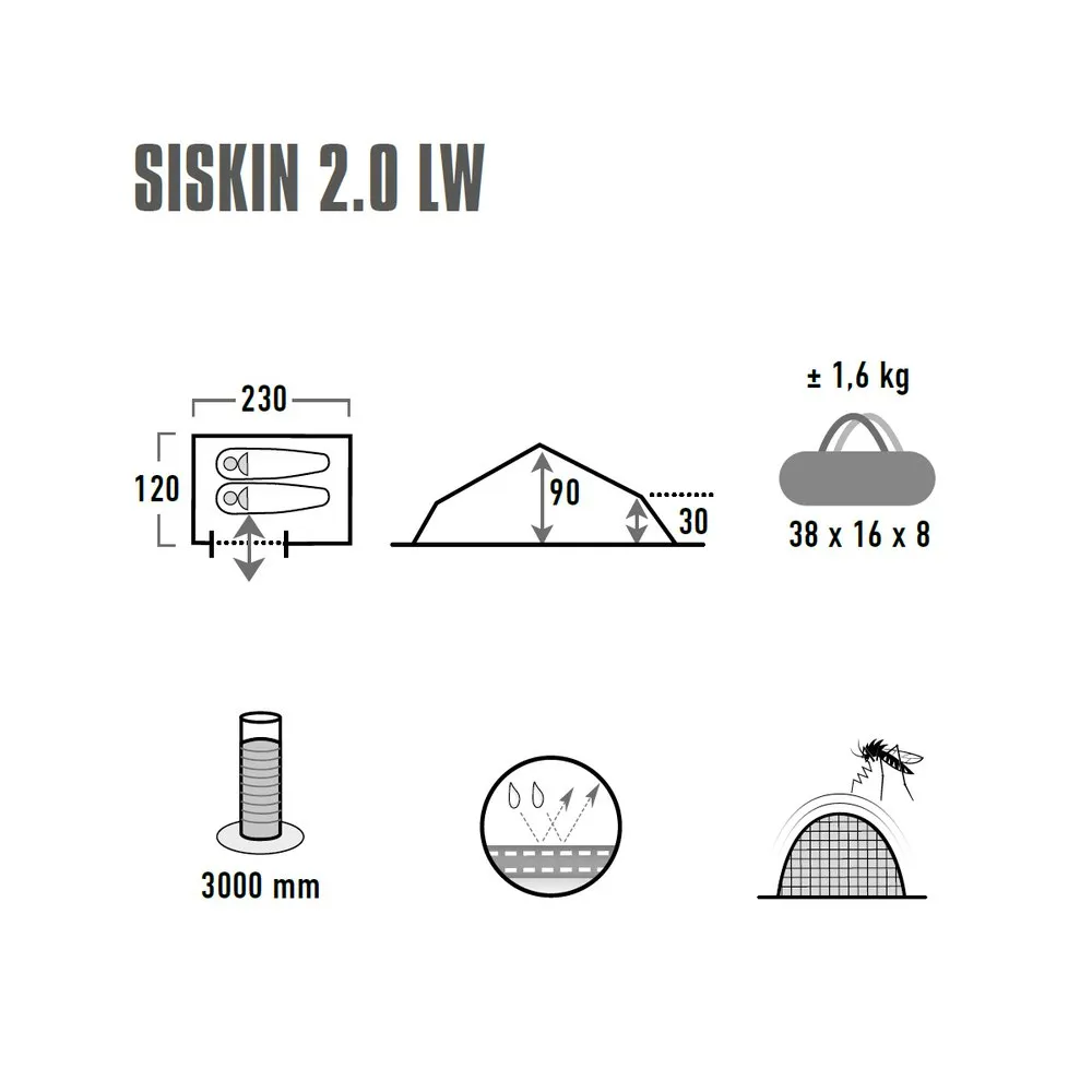 High Peak Siskin 2.0 Lw Zelt, Pesto / red, 2PL High Peak Siskin 2.0 Lw Zelt, Pesto / red, 2PL