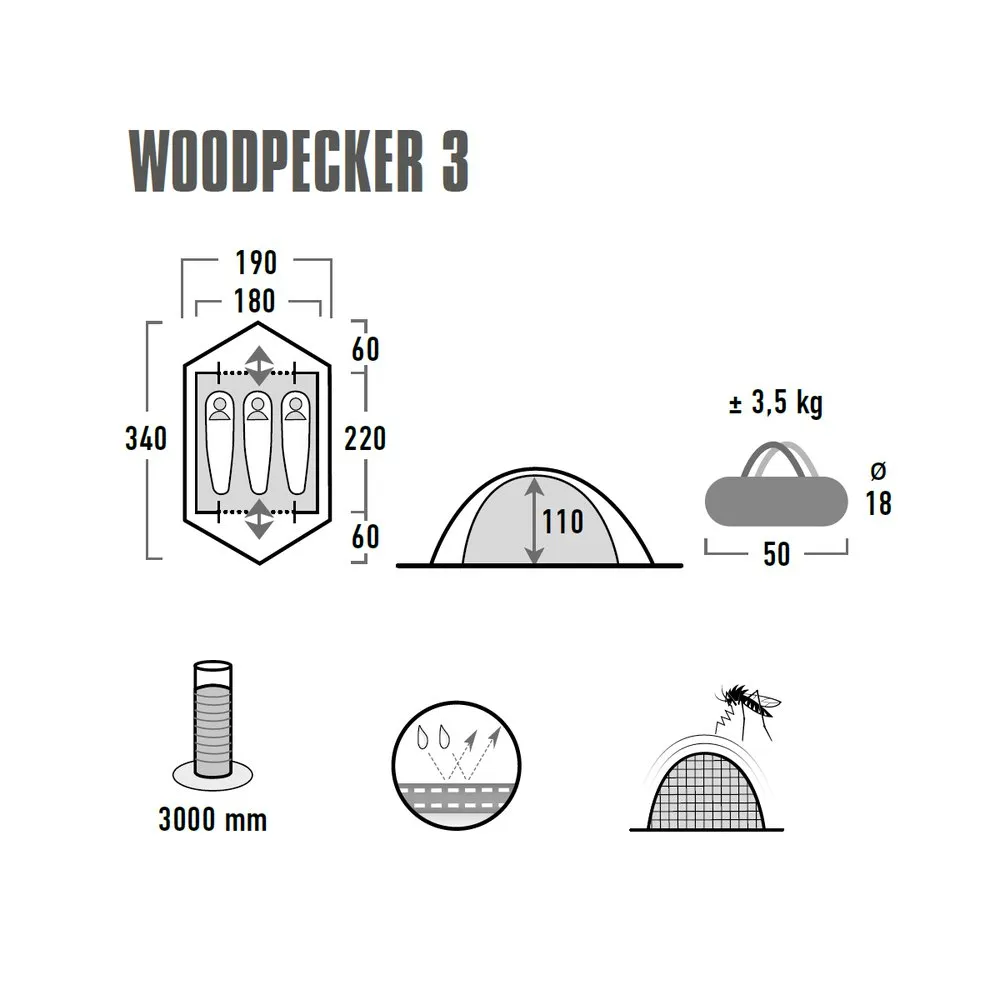 High Peak Woodpecker 3 Zelt, Pesto / red, 3PL High Peak Woodpecker 3 Zelt, Pesto / red, 3PL