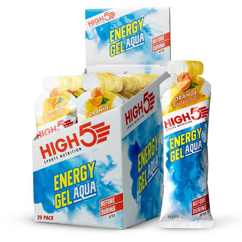 High5 Aqua Schachtel Mit Energiegelen Orange 66g 20 Einheiten, White / blue, One Size