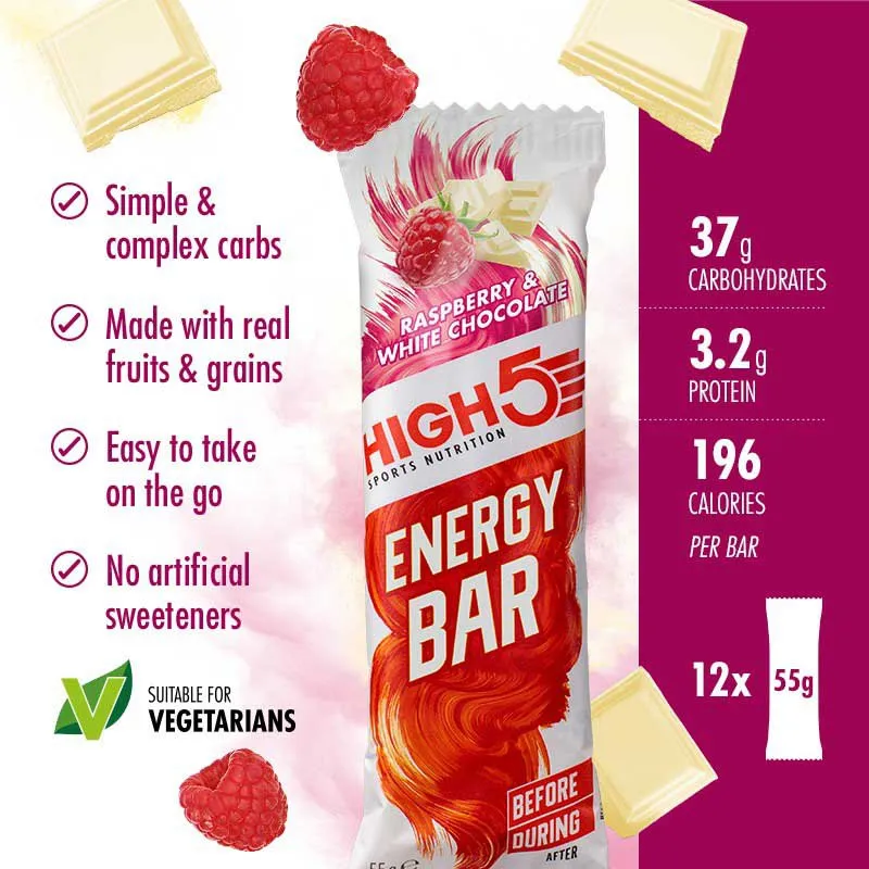 High5 Energie-riegel-box Beere 55g 12 Einheiten, White / red, One Size High5 Energie-riegel-box Beere 55g 12 Einheiten, White / red, One Size