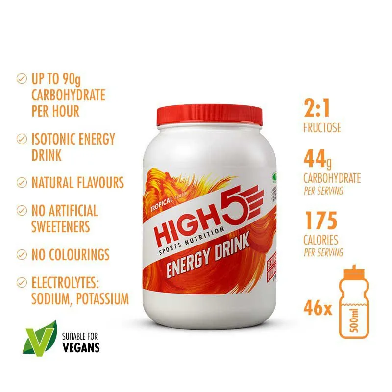 High5 Energy-drink-pulver 2 Tropische 2kg, White / red, One Size