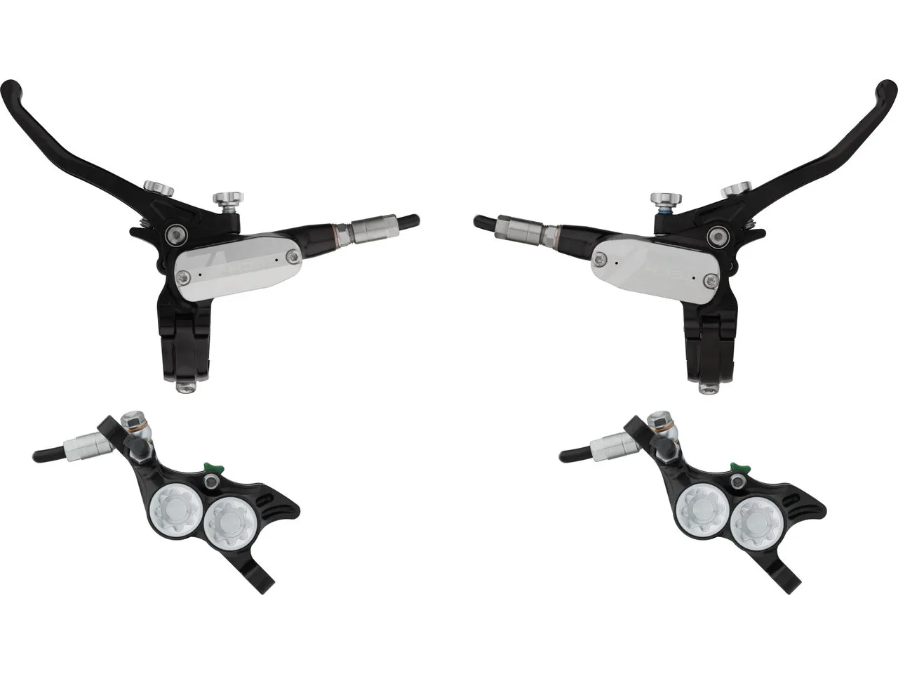 Hope Tech 4 E4 v+h Set Scheibenbremse mit Kunststoffleitung, Grau, Satz (VR + HR) Hope Tech 4 E4 v+h Set Scheibenbremse mit Kunststoffleitung, Grau, Satz (VR + HR)
