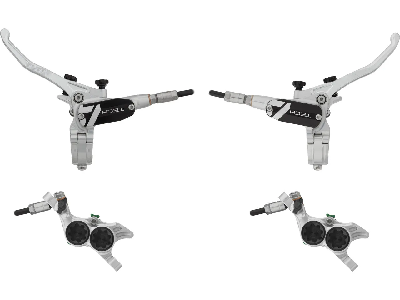 Hope Tech 4 E4 v+h Set Scheibenbremse mit Kunststoffleitung, Grau, Satz (VR + HR) Hope Tech 4 E4 v+h Set Scheibenbremse mit Kunststoffleitung, Grau, Satz (VR + HR)