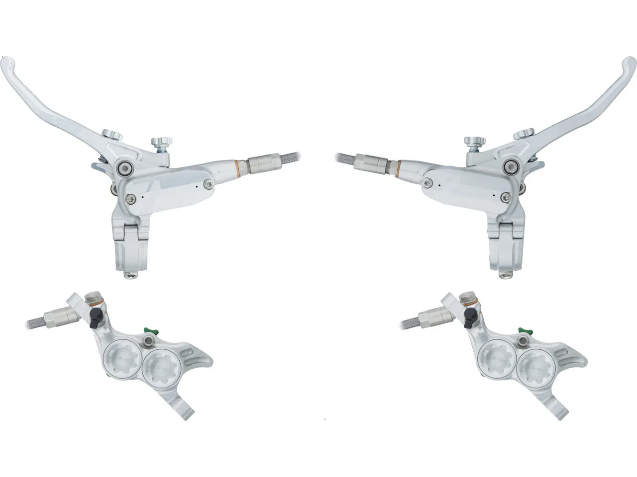 Hope Tech 4 E4 v+h Set Scheibenbremse mit Stahlflexleitung, Grau, Satz (VR + HR) Hope Tech 4 E4 v+h Set Scheibenbremse mit Stahlflexleitung, Grau, Satz (VR + HR)