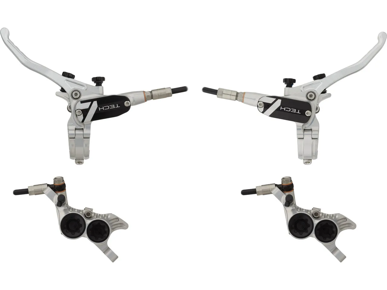 Hope Tech 4 V4 v+h Set Scheibenbremse mit Kunststoffleitung, Grau, Satz (VR + HR) Hope Tech 4 V4 v+h Set Scheibenbremse mit Kunststoffleitung, Grau, Satz (VR + HR)